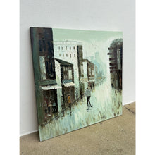 Load image into Gallery viewer, Rainy Cityscape Oil Painting Brutalist Impasto Figurative Street Scene