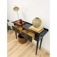 Load image into Gallery viewer, Nichols and Stone Solid Black Wood Console Two Drawers Modern Transitional
