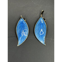 Load image into Gallery viewer, David Anderson Sterling Silver Leaf Set, Brooch And Earrings With Blue Enamel