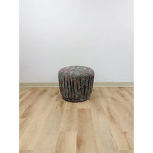 Load image into Gallery viewer, Vintage Postmodern Purple Green Ottoman Leaf Pattern Retro Accent Pouf