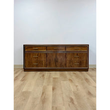 Load image into Gallery viewer, Vintage MCM Bassett Nine Drawer Fluted Dresser Brass Pulls and Trim Mid Century