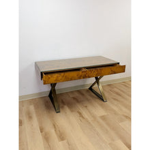 Load image into Gallery viewer, Vintage John Stuart MCM Burlwood Executive Desk Bronze Legs Collectable w/Glass