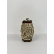 Load image into Gallery viewer, Studio Pottery Speckled Brown Jar Pair Red Detail Lids Vintage MCM