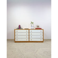 Load image into Gallery viewer, Dixie MCM 8-Drawer Natural Wood Dresser White Fronts Vintage 64" Wide
