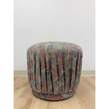 Load image into Gallery viewer, Vintage Postmodern Purple Green Ottoman Leaf Pattern Retro Accent Pouf