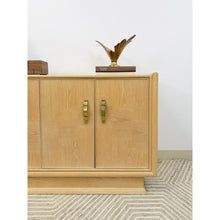 Load image into Gallery viewer, Vintage Regency Blonde Parquetry Buffet Server Credenza By United 60" Wide MCM