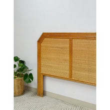 Load image into Gallery viewer, Vintage Bamboo Wicker Queen Headboard Coastal Hollywood Regency MCM