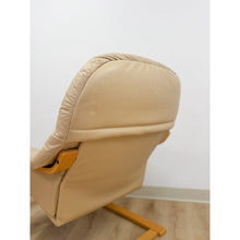 Load image into Gallery viewer, Danish Made Tan Leather Cantilever Armchair Vintage MCM Natural Wood Accent