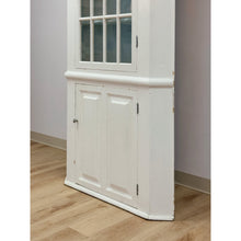 Load image into Gallery viewer, Antique Painted White Corner China Cabinet Pane Glass Door 1800s Display Cabinet
