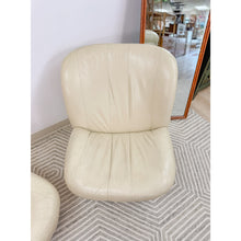 Load image into Gallery viewer, Vintage Cream Leather MCM Postmodern Swivel Glider Chair Pair 28" Wide