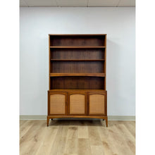 Load image into Gallery viewer, Vintage Lane MCM Hutch Rhythm Cane Door Bookcase Display China Cabinet Shelving