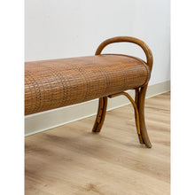 Load image into Gallery viewer, French Style Bentwood Rattan Woven Bench Vintage MCM 1960s Accent Boho Design