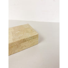 Load image into Gallery viewer, Vintage Tessellated Beige Stone Inlay Box, Petite Stoneware Vessel