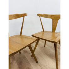 Load image into Gallery viewer, Modern MCM Style Wood Windsor Chair Pair Mortise Tenon Joinery Dining Accent