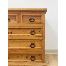 Load image into Gallery viewer, Mexican Solid Pine Five Drawer Dresser Wrought Iron Pulls Rustic Farmhouse Chest