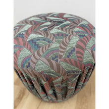 Load image into Gallery viewer, Vintage Postmodern Purple Green Ottoman Leaf Pattern Retro Accent Pouf