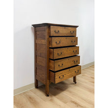 Load image into Gallery viewer, Antique Oak Dresser Five Drawer Tallboy Chest of Drawers Bedroom Furniture