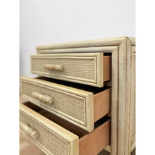 Load image into Gallery viewer, Ficks Reed Faux Bamboo Nightstand Beige Coastal Hollywood Regency Bedside Table