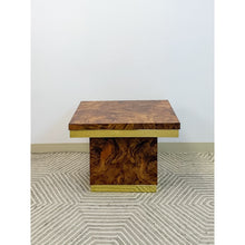Load image into Gallery viewer, Milo Baughman Style Burlwood Brass Trim Side Table Vintage MCM Postmodern Accent