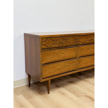 Load image into Gallery viewer, Vintage MCM Bassett Style Nine Drawer Dresser with Wood Inlays Collectable Retro
