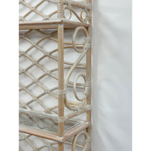 Load image into Gallery viewer, Vintage Etagere Henry Link Rattan Whitewash Three-Tier Glass Shelves Coastal