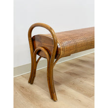 Load image into Gallery viewer, French Style Bentwood Rattan Woven Bench Vintage MCM 1960s Accent Boho Design