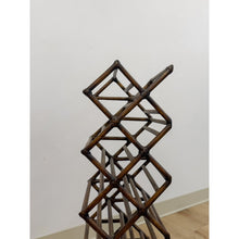 Load image into Gallery viewer, Dark Bamboo Twelve Bottle Wine Rack Vintage Coastal Boho Bar Accent