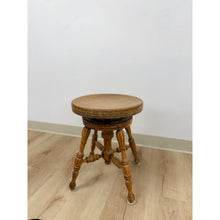Load image into Gallery viewer, Adjustable Height Piano Stool Vintage Light Wood Music Room Vanity Seating
