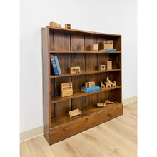 Load image into Gallery viewer, Vintage MCM Solid Walnut Four Shelf Bookcase Shallow Display MidCentury Shelving