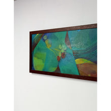 Load image into Gallery viewer, Framed Original Abstract Acrylic Painting Teal Green Still Life Art, Wood frame