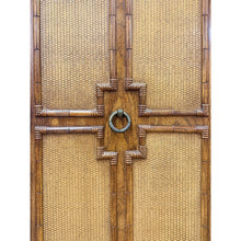 Load image into Gallery viewer, Vintage Thomasville Pauletti Faux Bamboo Woven Armoire, Collectible Storage