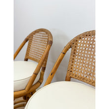 Load image into Gallery viewer, Vintage Coastal Hollywood Regency Caned Rattan Swivel Barstools Counter Height