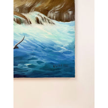 Load image into Gallery viewer, Original Seaside Oil Painting Seagulls Cliffs, Signed N. Gibbs Art, Coastal