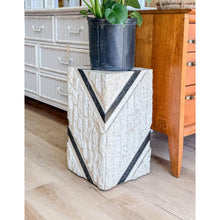 Load image into Gallery viewer, Black White Tessellated Stone Side Table Geometric Pedestal Vintage