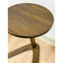 Load image into Gallery viewer, MCM Round Side Table With Boomerang Base Dark Wood Coastal Vintage Accent