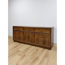 Load image into Gallery viewer, Vintage MCM Bassett Nine Drawer Fluted Dresser Brass Pulls and Trim Mid Century