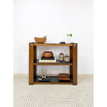 Load image into Gallery viewer, Vintage Smoky Glass 3 Tier Shelf Chrome MCM Display Shelving Unit Mid Century