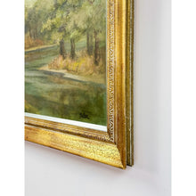 Load image into Gallery viewer, Vintage Oil Painting Landscape Father Son Fishing River Impressionist On Canvas