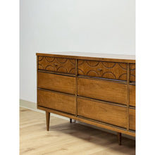 Load image into Gallery viewer, Vintage MCM Bassett Style Nine Drawer Dresser with Wood Inlays Collectable Retro