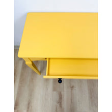 Load image into Gallery viewer, Contemporary Yellow Desk Black Knobs Finished Back Home Office Bold Statement