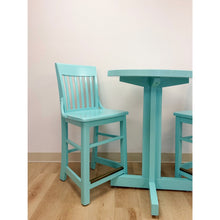 Load image into Gallery viewer, Vintage Bistro Set Turquoise Blue Counter Height Table Two Chairs Outdoor/Indoor