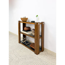 Load image into Gallery viewer, Vintage Smoky Glass 3 Tier Shelf Chrome MCM Display Shelving Unit Mid Century