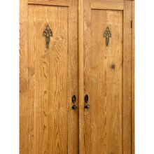 Load image into Gallery viewer, Antique European Pine Wardrobe Two Door Armoire Turned Feet, Natural Wood