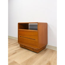 Load image into Gallery viewer, MCM Teak Rolling TV Stand Cart Two Drawers Danish Modern Vintage