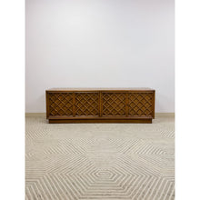 Load image into Gallery viewer, Drexel Collage MCM Low Console Lattice Door Faces Vintage Credenza Finished Back