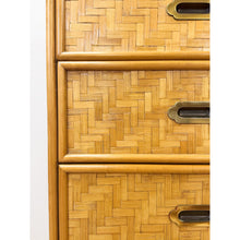 Load image into Gallery viewer, Dixie Parquet Inlay Tall Chest of Drawers Brass Detail Coastal Hollywood Regency
