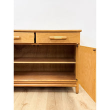 Load image into Gallery viewer, Vintage Coastal Wicker Rattan Blonde Buffet Natural Wood Two Drawer Cabinet