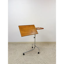 Load image into Gallery viewer, Danish Teak MCM Rolling Music Stand Adjustable Side Table 28"-37" Tall