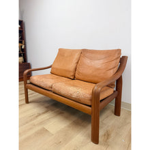 Load image into Gallery viewer, MCM Danish Modern Cognac Color Two Seat Couch Curved Bench Sculptural Seating