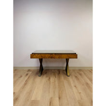 Load image into Gallery viewer, Vintage John Stuart MCM Burlwood Executive Desk Bronze Legs Collectable w/Glass